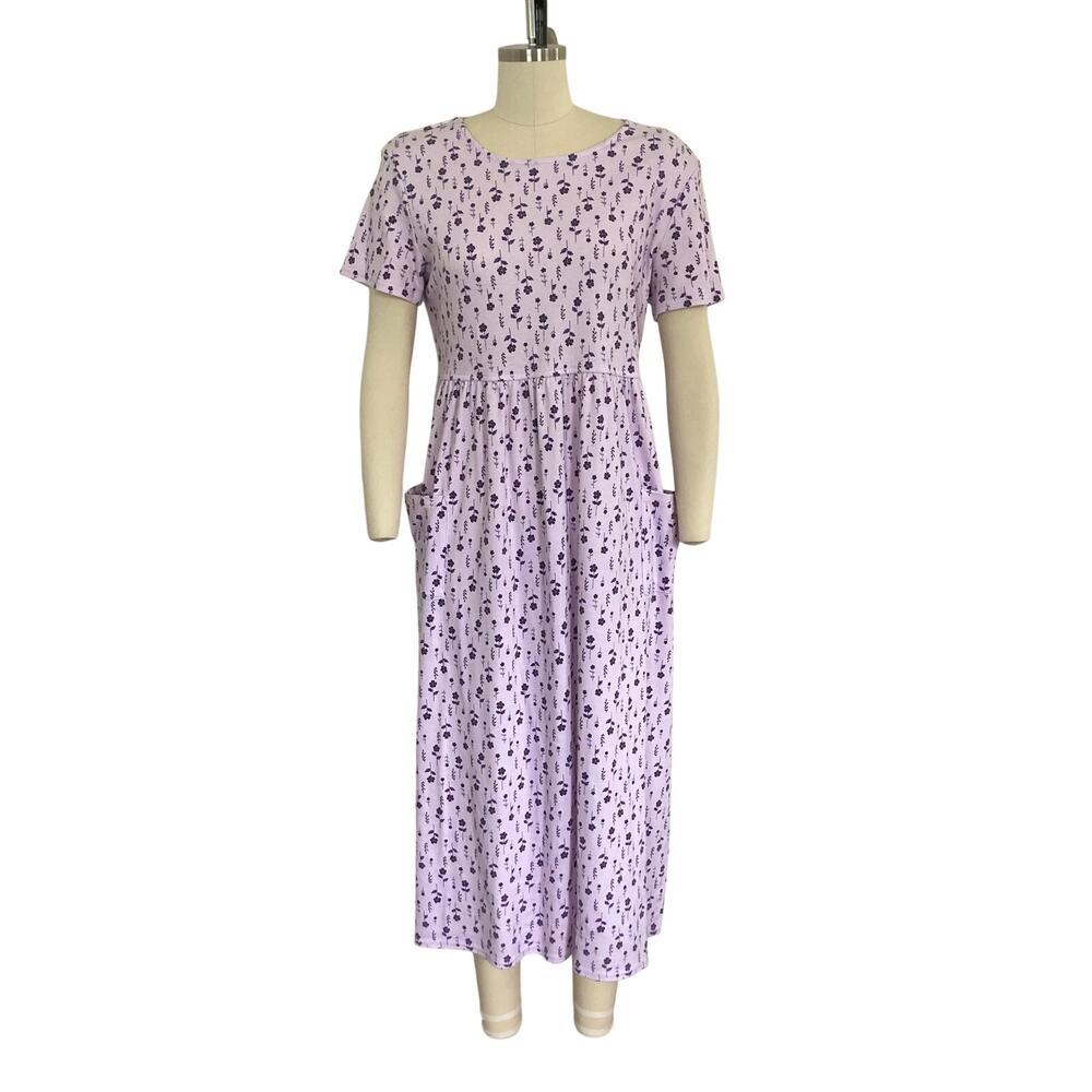 Vintage Bobbie Brooks Purple Cottage Core Floral Maxi Dress